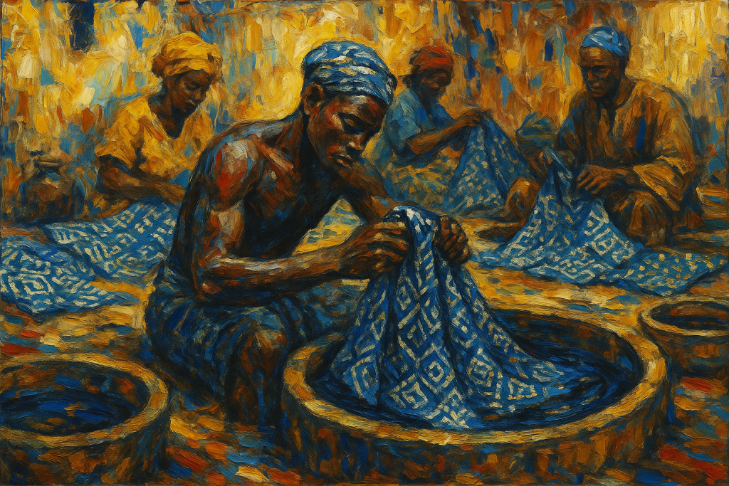 ChatGPT Image Dec 1, 2025, 12_53_08 PM Yoruba artisans working on adire cloth, symbolizing cultural preservation